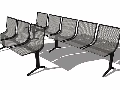 Metal Mesh Public Chairs With Black Frame For Public Waiting Areas 3d model
