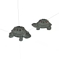 Two Gray Turtle Shaped Landscape Sculptures With Decorative Shell Details 3d model