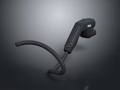 Black Electric Vehicle Charging Gun With Flexible Cable And Modern Design 3d model
