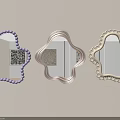 Three Flower Shaped Mirrors with Beaded Wavy Borders in Purple Brown Beige