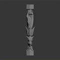 Ornate Decorative Column Design With Carved Scrolls And Intricate Geometric Details