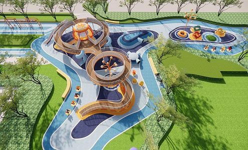 Modern children's play area 3d model