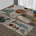 Multiple Colorful Square Area Rugs with Modern Geometric Patterns on Wooden Floor