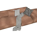 Brown Sectional Sofa With Soft Pillows And Cozy Throw Blanket Design 3d model