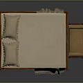 Classic Wooden Double Bed with Carved Headboard Footboard Light Sheet Pillows Blanket and Matching Stool