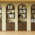 Bookcase bookshelf books ornaments background wall 3d model