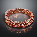 Elegant Rose Gold Ring With Intricate Floral Filigree Design And Smooth Polished Surface