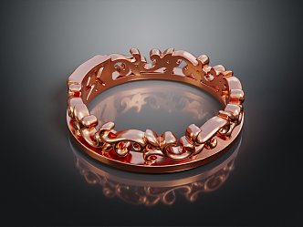 Modern Bracelet Engraved Gold Bracelet 3d model