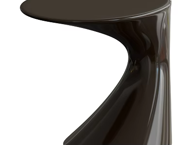 Sleek Modern Curved Side Table Featuring Smooth Glossy Black Surface Design 3d model