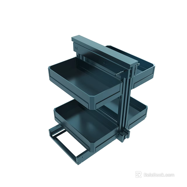 Black Multi layer Drawer Organizer With Slide Rails For Kitchen Storage Solutions 3d model