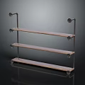 Modern Three Tiered Wooden Metal Shelving Unit Storage Display Furniture With Brackets