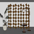 Stitching solid wood partition screen 3d model