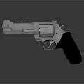 Silver Metallic Revolver With Red Black Grip And Polished Tactical Design