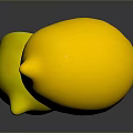 Yellow Lemons One Whole And One Cut Into Bowl Shape On Black Background With Reflections
