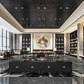 New Chinese Style Negotiation Area Sales Office Negotiation Area Sofa Coffee Table Combination Sand Table Front Desk Wine Rack Art Chandelier Display Cabinet 3d model