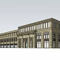 Modern Commercial Complex Building With Stone Facade And Multiple Storefronts 3d model