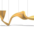 Stylish Modern Curved Gold Tone Chandelier Featuring Flowing Metallic Lines Design