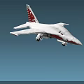 White and Red Passenger Aircraft in Flight with Modern Aerodynamic Design Features