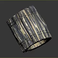 Wood And Stone Hollow Cylindrical Decorative Craft With Intricate Blue White Texture