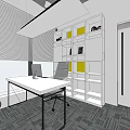 Modern Office Interior With Open Layout Workstations And Storage Cabinets 3d model