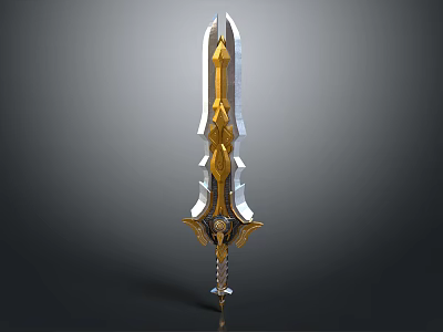 Ornate Golden And Silver Sword With Sharp Blade And Decorative Hilt Design 3d model