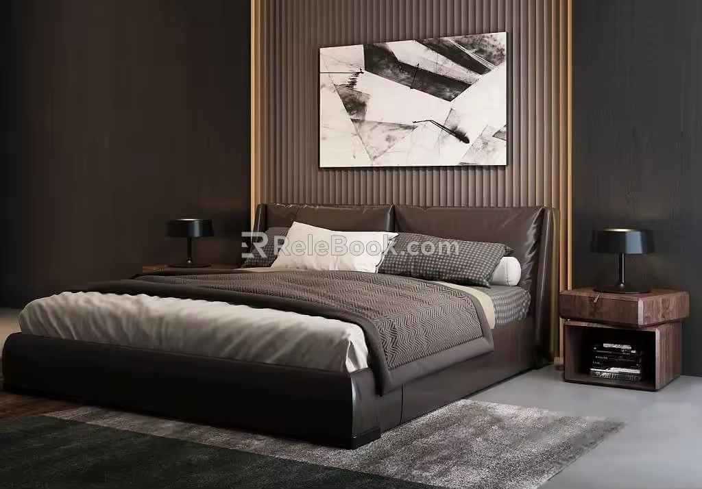 Background double bed 3d model
