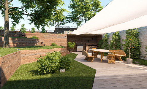 Modern Courtyard Garden 3d model