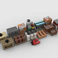 Colorful Building Blocks With Various Models Including Tools Crates Cans And Pallets