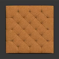 Modern Orange Square Ottoman With Tufted Button Design And Wooden Legs