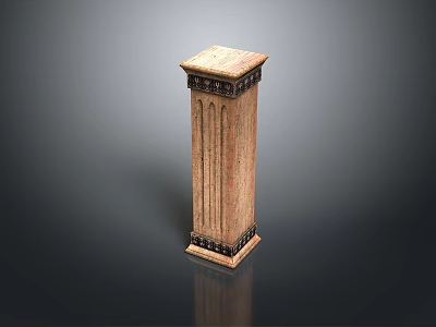 Scenic Landscape With Ornate Stone Column Featuring Decorative Details And Reflection 3d model