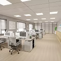 Modern Public Office Space With Open Layout Office Desks Computers And Ceiling Lights 3d model