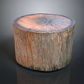 Rustic Wooden Tree Stump Decorative Piece With Round Surface And Natural Growth Rings