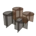 Modern Transparent Acrylic Side Tables With Round Top Geometric Base And Color Options