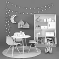 Kids Table With Chairs Moon Decor Star Shelf Toys And Storage In Children Room