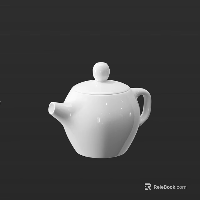 White Ceramic Teapot With Minimalist Design Against Black Background For Home Tea Time 3d model 