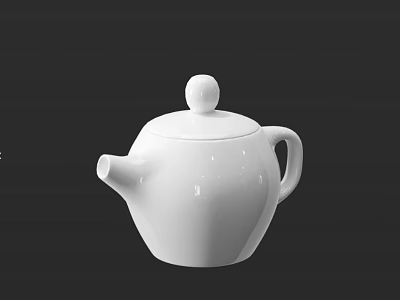 White Ceramic Teapot With Minimalist Design Against Black Background For Home Tea Time 3d model