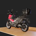Red and Black Modern Motorcycle With Sporty Body Design And Rear Storage Box