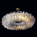 Elegant Modern Circular Feather Chandelier with Soft Warm Light and Decorative Design 3d model