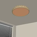 Modern Round Ceiling Light with Textured Beige Frame and Soft White Glow for Interior Spaces 3d model