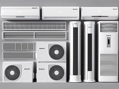 Air Conditioners And Fans Including Wall Mounted Standing Cabinet Units With Modern Design 3d model