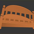 Orange Children's Bed Frame With Simple Headboard And Footboard 3D Rendering Design