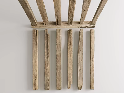 Rustic Stone Wood Beams With Natural Texture And Light Brown Worn Marks 3d model