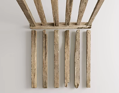 Rustic Stone Wood Beams With Natural Texture And Light Brown Worn Marks 3d model