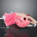 Cute Pink Beige Creature Character With Large Ears Big Eyes And White Teeth Plush Design