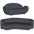 Gray Curved Sectional Sofa With Modern Upholstered Design And Comfortable Seating 3d model