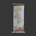 Rusty Old Cabinet With Red Green Rusty Finish And Stones On Shelves
