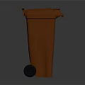 Orange Trash Bin With Lid Wheels And Recycling Logo For Waste Management