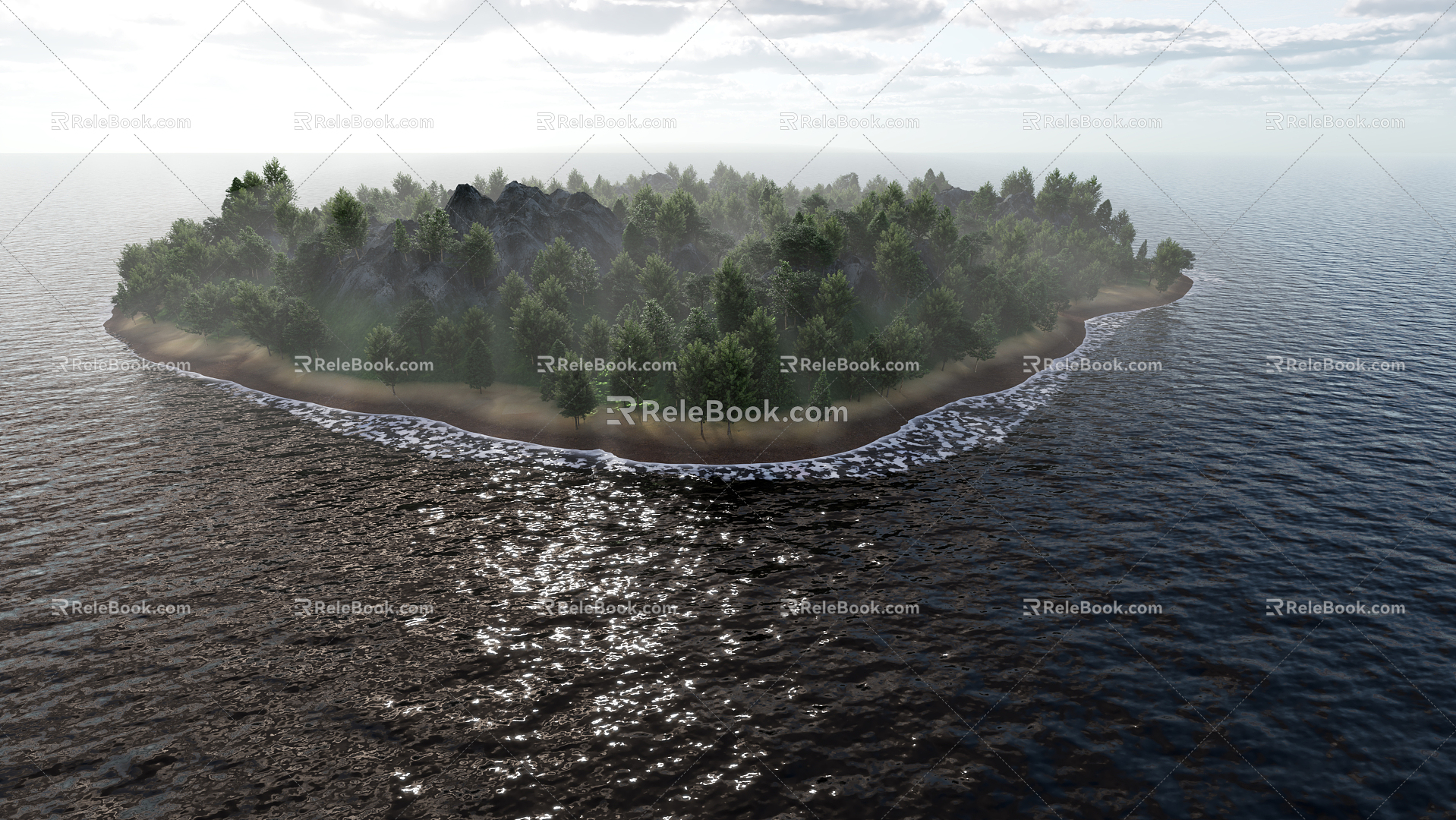 modern island sea island sea water 3d model