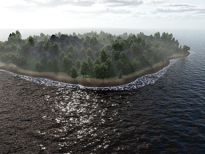 modern island sea island sea water 3d model