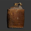 Handcrafted Brown Textured Pottery Sculpture With Top Handle And Artisanal Details
